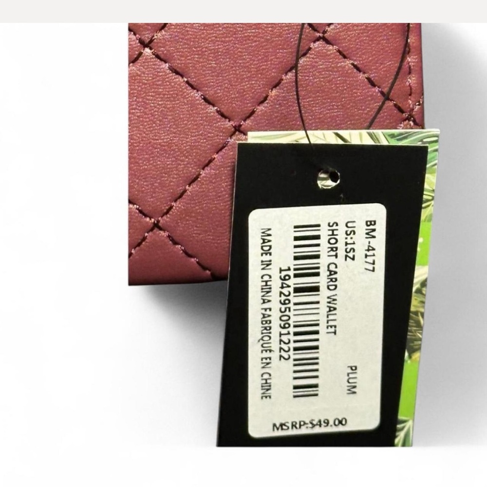 NWT - Badgely Mischka Vegan Leather Card Wallet in Plum - Picture 9 of 10